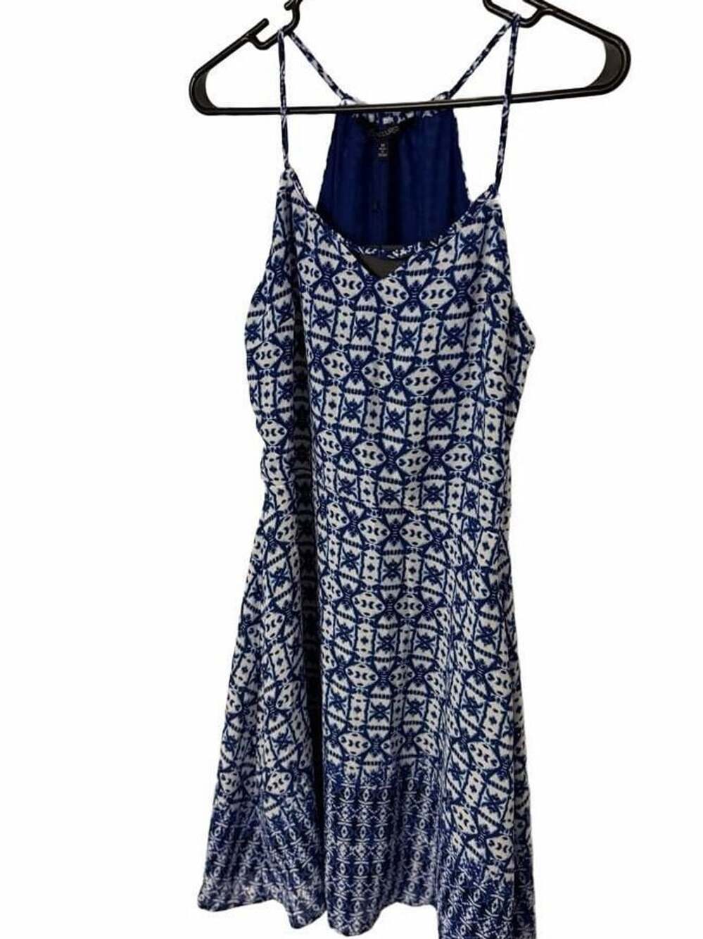 19 Cooper Blue and White Printed Halter Neck Dress